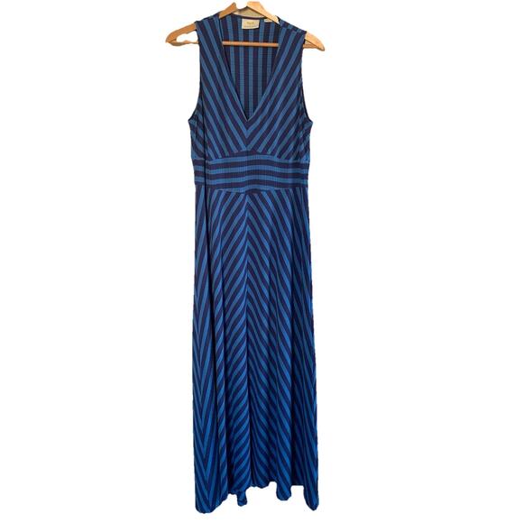 Anthropologie Maeve Bisevo Ribbed Blue Tank Dress Striped Maxi Dress Size XL - Picture 6 of 15